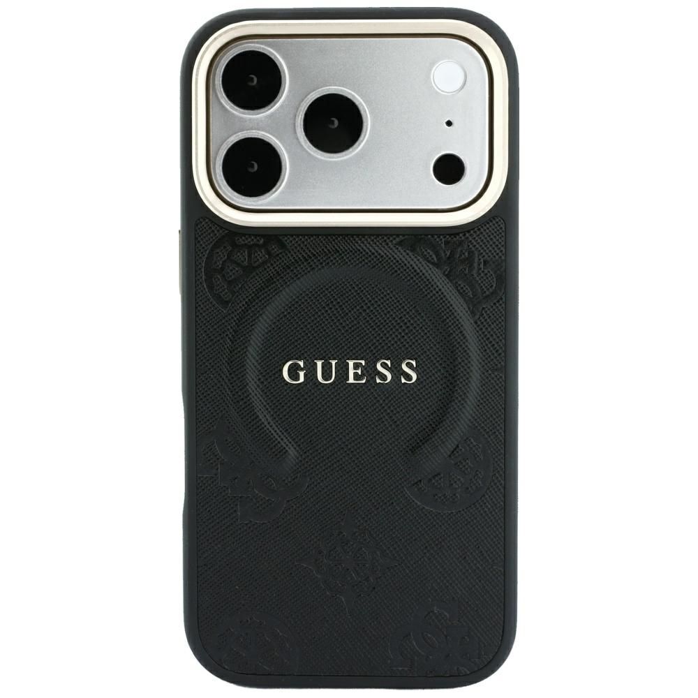 Case for IPHONE 18 Pro Max/17 Pro Max compatible with MagSafe (Saffiano Peony Ring) black