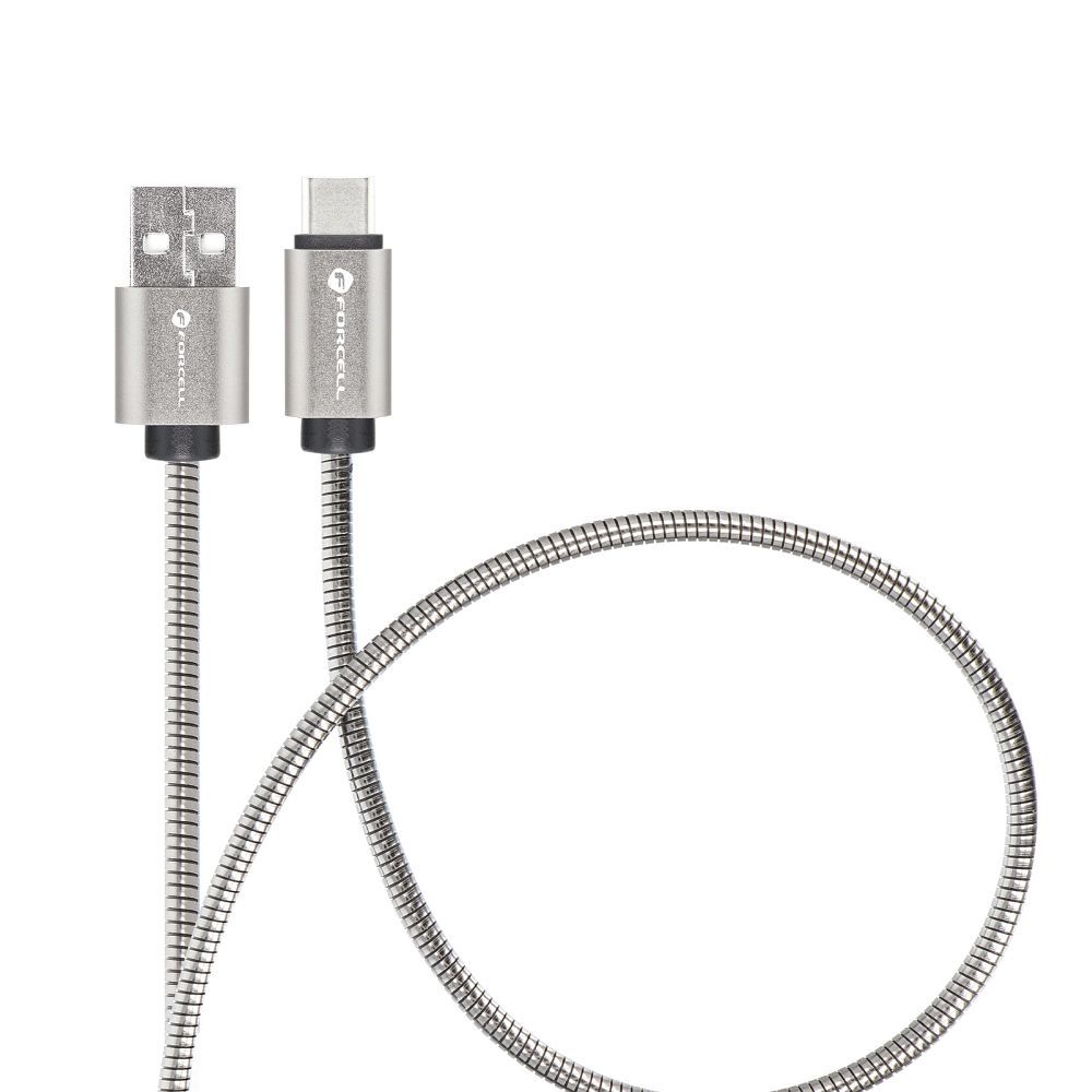Kabel USB A do USB C Forcell F-Energy QC4.0 3A 66W Metal 1 m C234 srebrny