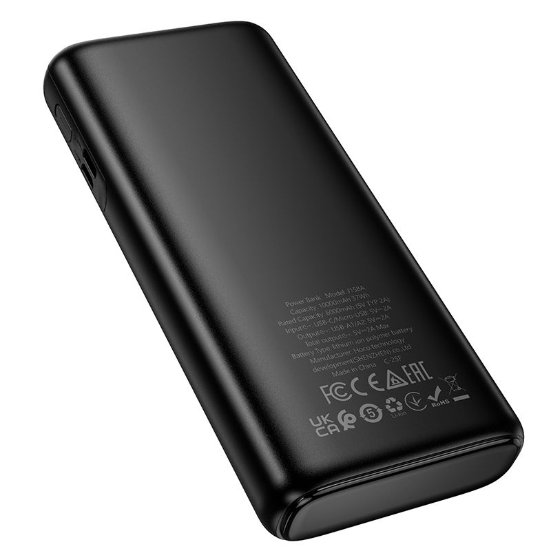 Hoco 10 000 mAh 2 A-es powerbank J158A, fekete