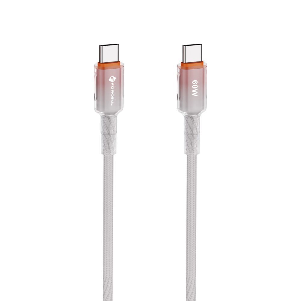 Cable USB C to USB C Forcell F-Energy QC4.0 PD 3A 60W Gradient 1 m C354 white