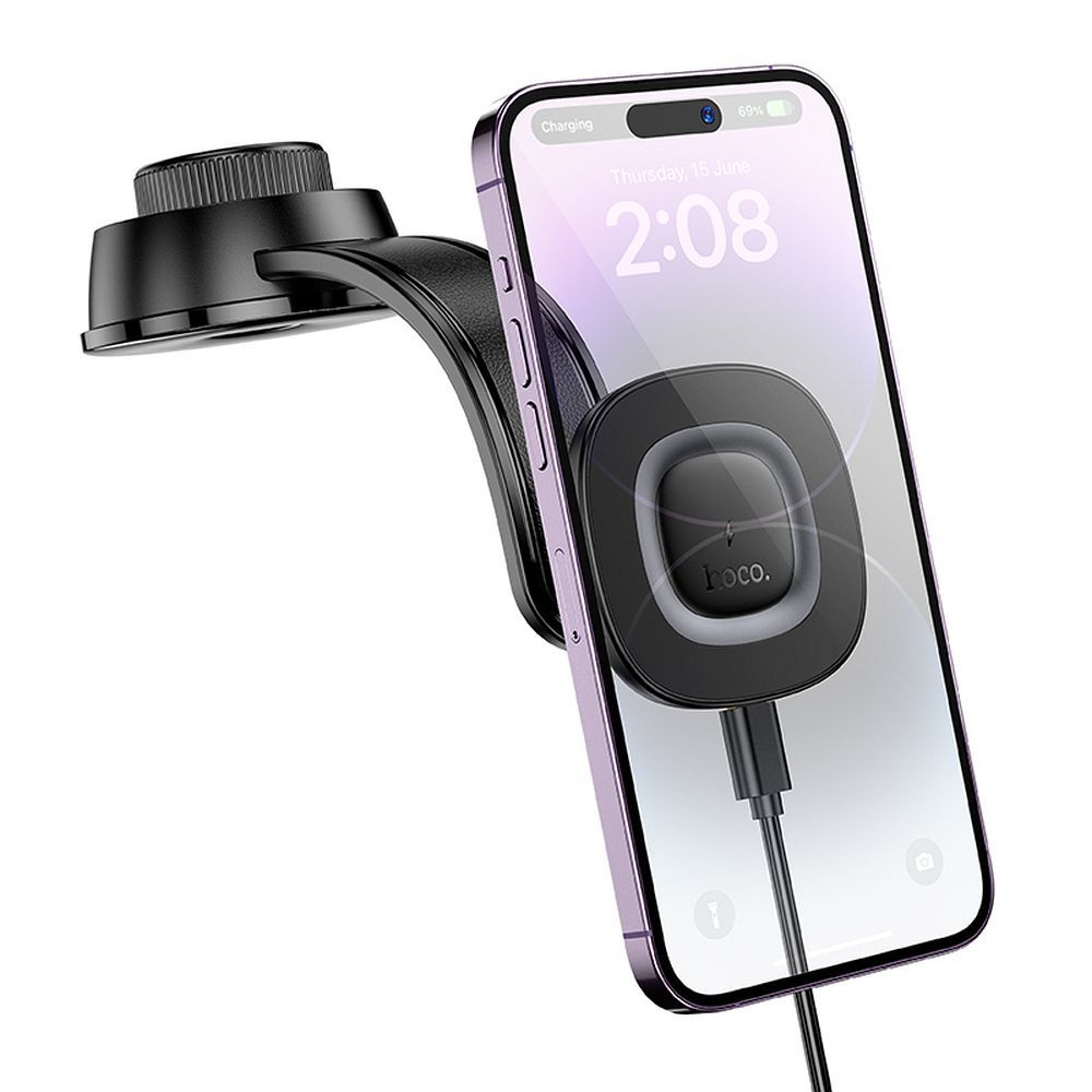 Wireless phone car holder Hoco 15W dashboard HW31 black