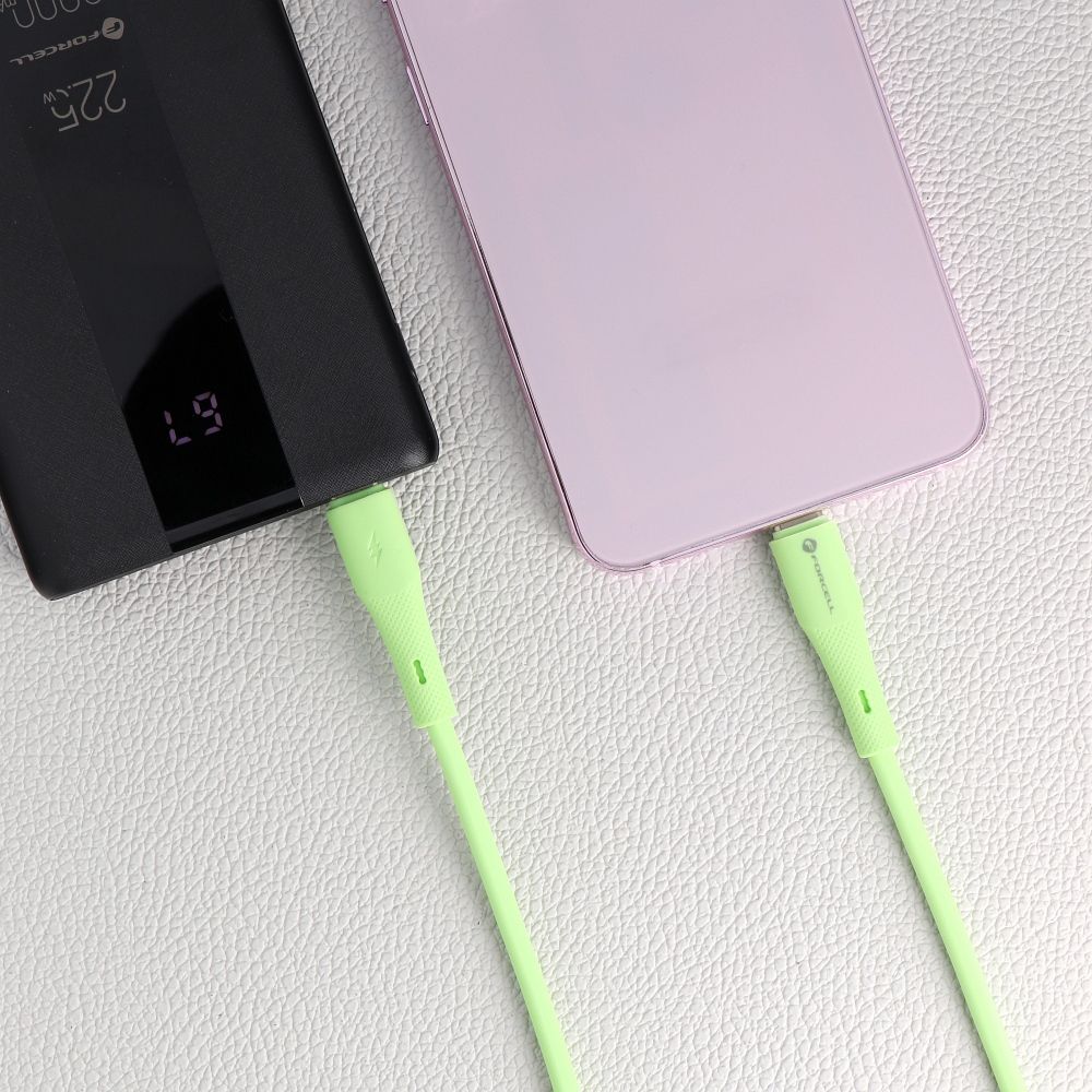 Cable USB C to USB C Forcell F-Energy QC4.0 PD 3A 60W Silicone 1 m C344 green