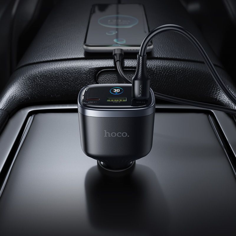Car charger Hoco USB A + 2xUSB C PD QC3.0 93W Z70 black