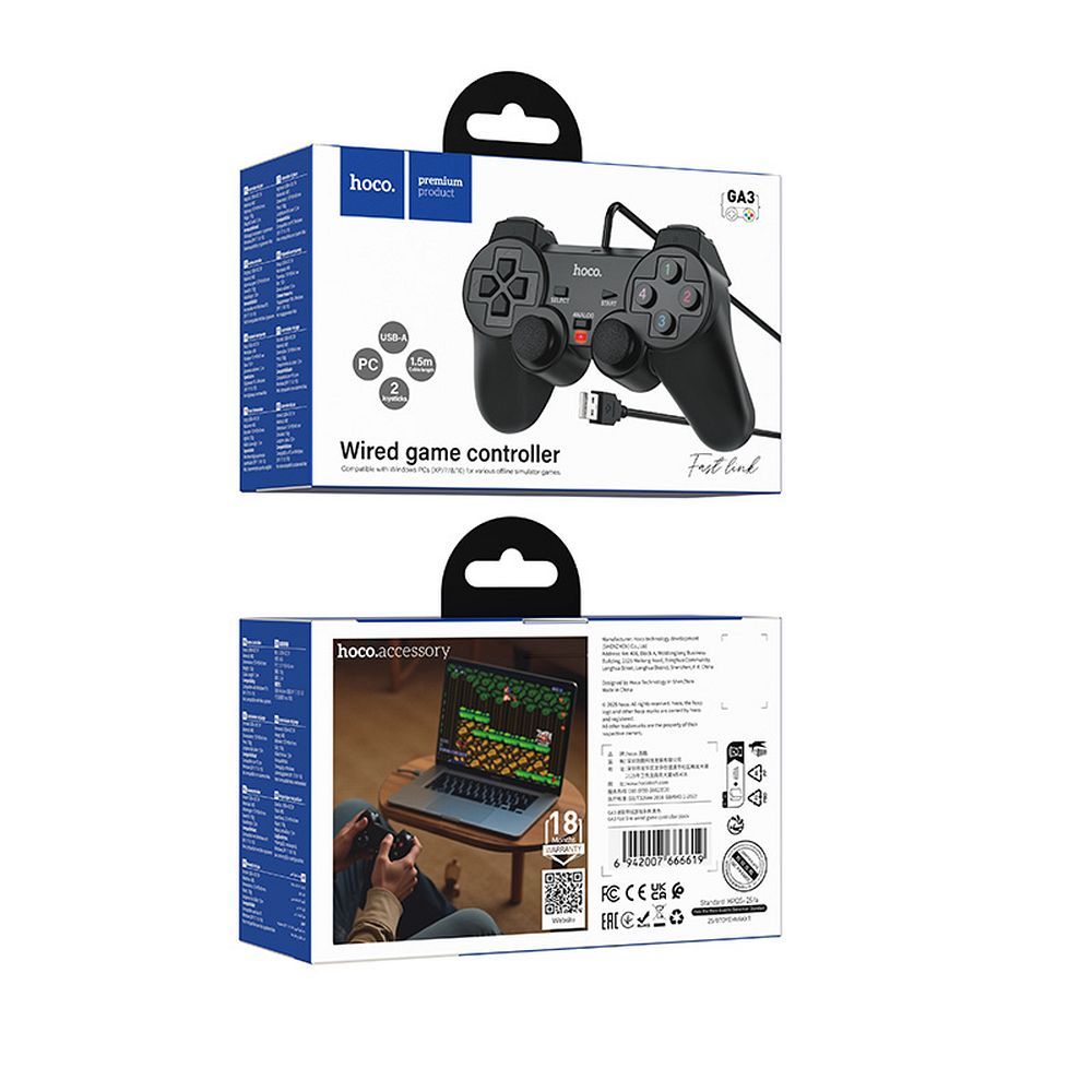 Wire gamepad Hoco for PC Fast Link GA3 black