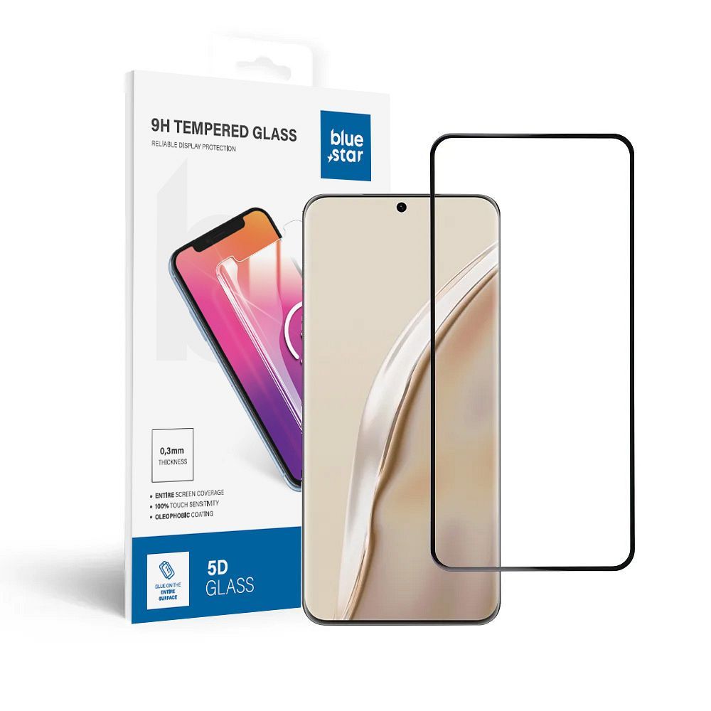 Tempered Glass Blue Star  - HUA P60 (full glue/small size) - black Tempered Glass Blue Star
