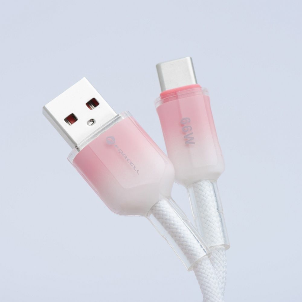 Kabel USB A do USB C Forcell F-Energy QC4.0 3A 66W Gradient 1 m C352 biały