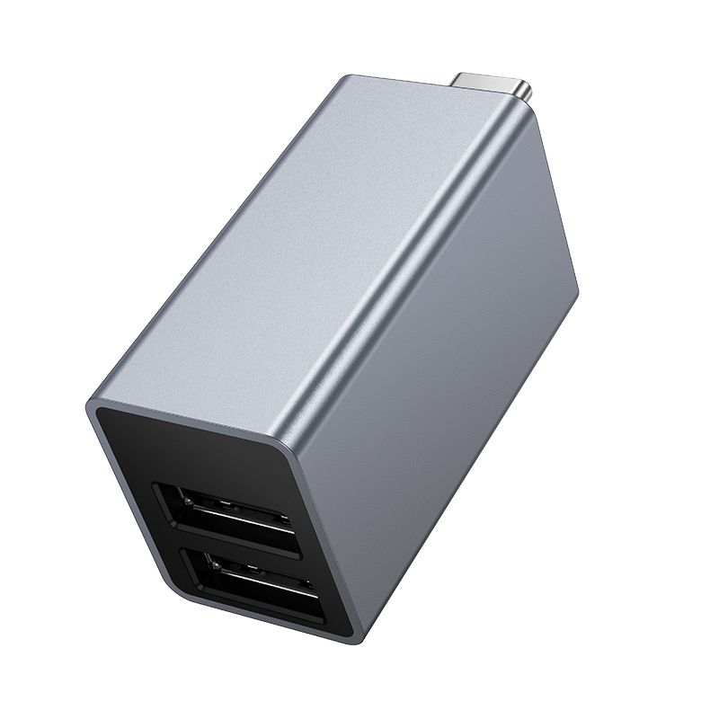 Adapter 3in1 (USB 2.0 x 2+USB 3.0) USB-C Hoco HB54 szary