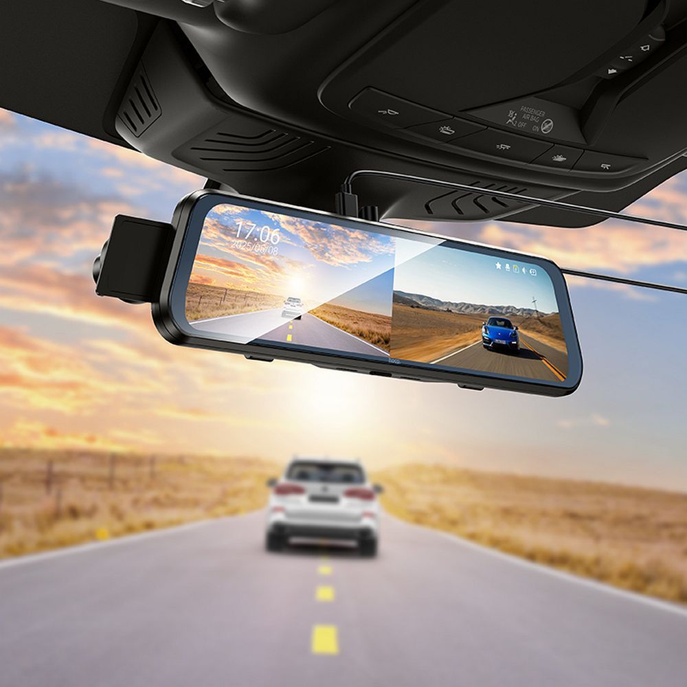 Dashcam for rearview mirror with a display 9,66" 1080p/30fps + rear camera 720p/30fps Hoco DV16 black