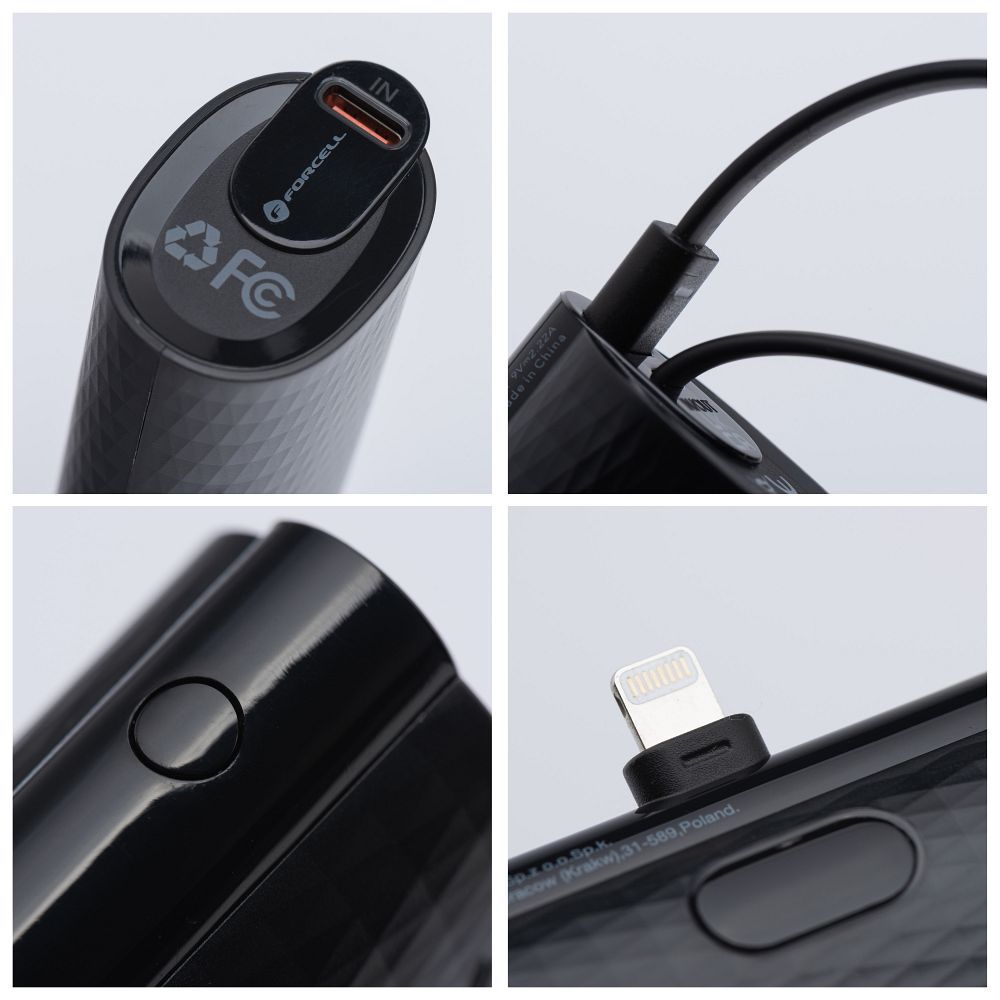 FORCELL F-ENERGY Power Plug F5K3 powerbank 5 000mAh for Lightning 8-PIN PD 20W black