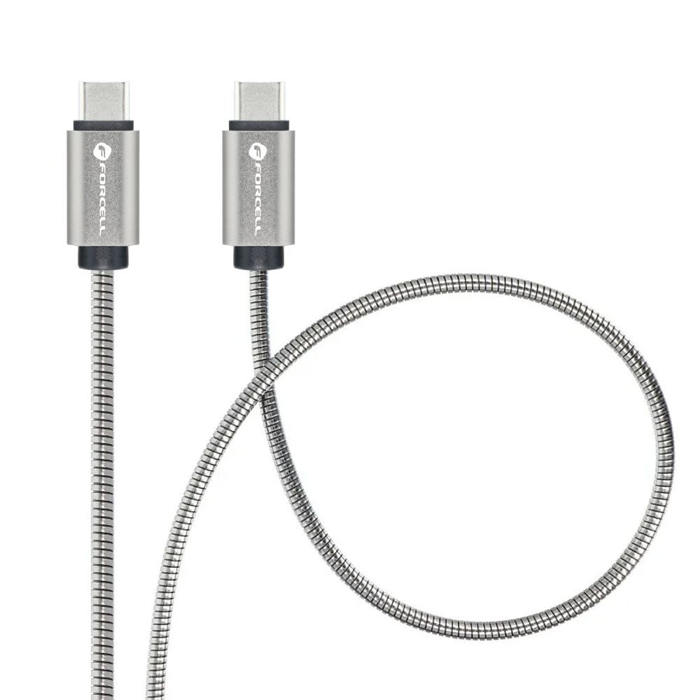 Cable USB C to USB C Forcell F-Energy QC4.0 PD 5A 100W E-Mark Metal 2 m C239 silver