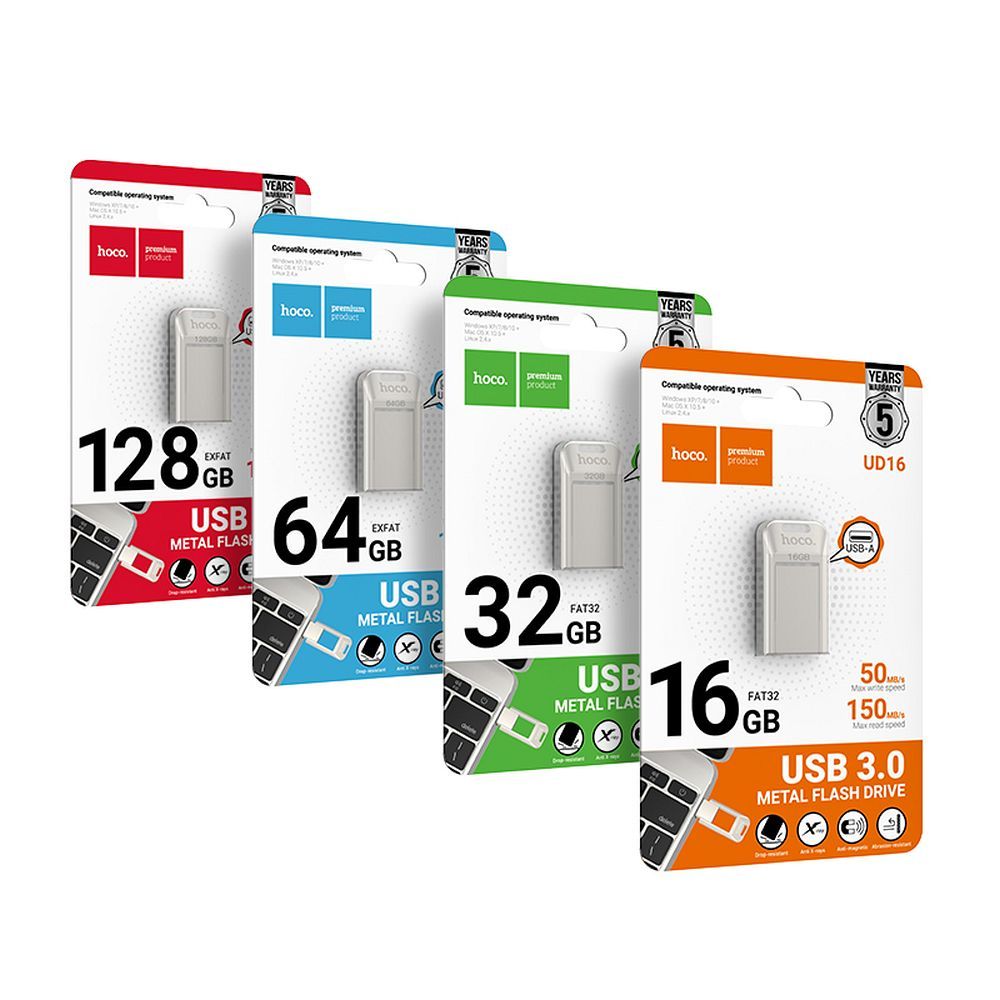 Pendrive 64GB USB 3.0 (USB A) Hoco UD16 nikiel