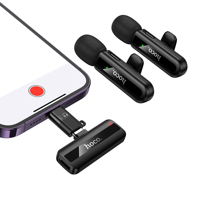 Wireless double microphone Lightning / USB C Hoco L20A black