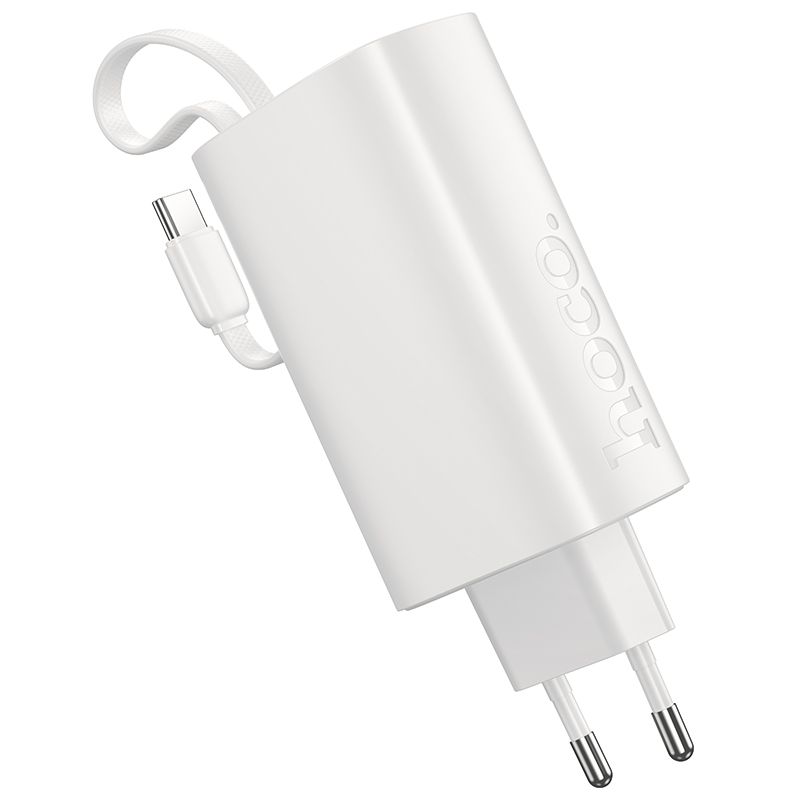 Powerbank 5000 mAh QC PD 20W 2A with built-in cable USB C Hoco J148 white