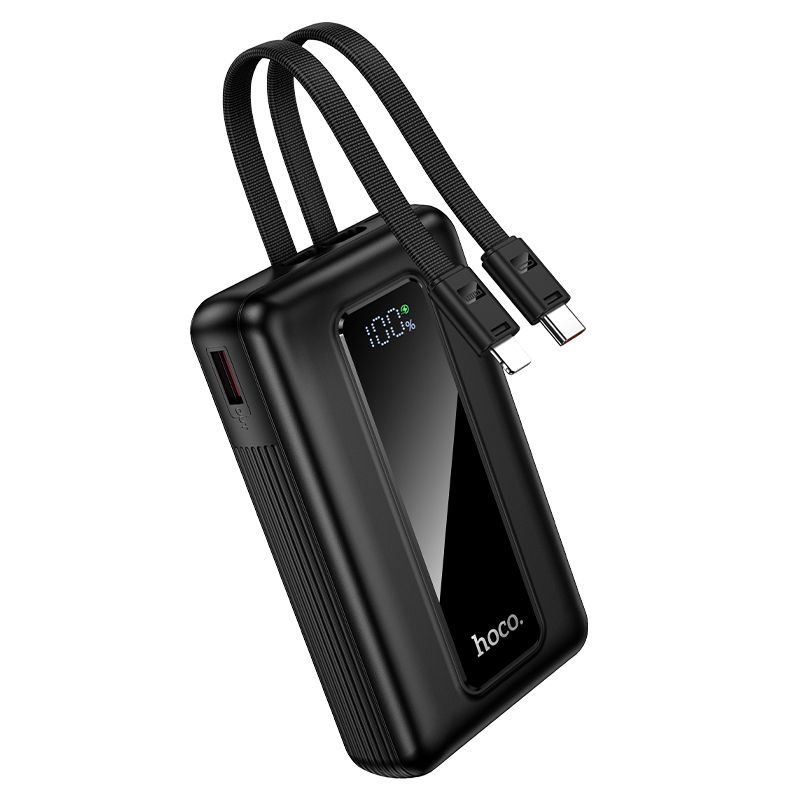 Powerbank 20000 mAh QC PD 22,5W with built-in cables USB C+ Lightning Hoco J162A black