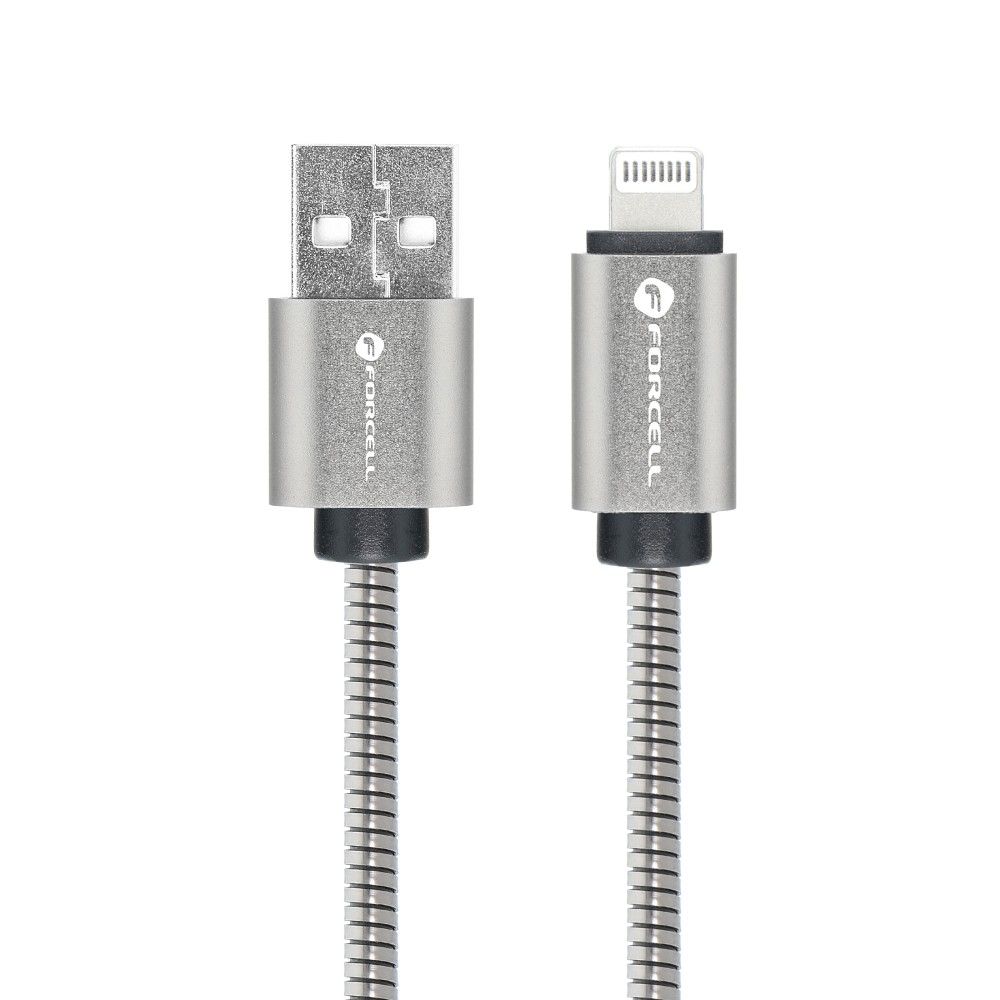 Kabel USB A do Lightning Forcell F-Energy 2,4A 12W Metal 1 m C236 srebrny