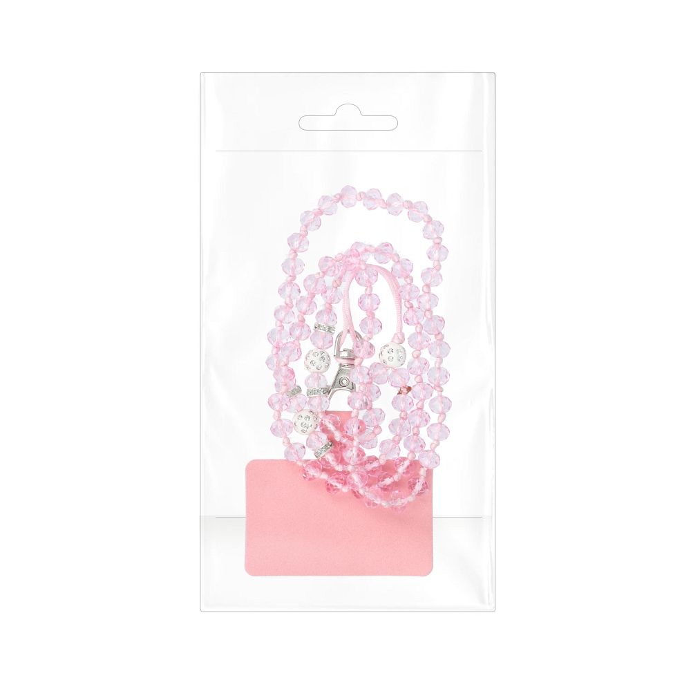 CRYSTAL DIAMOND pendant for the phone / cord length 74cm (37cm in the loop) / on neck - lite pink