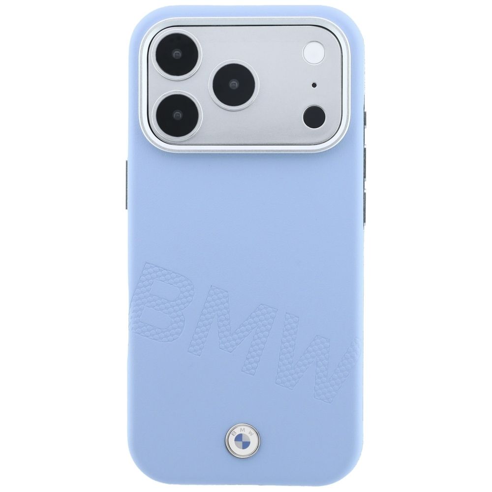 BMW case for IPHONE 18 Pro/17 Pro compatible with MagSafe (Sign Inclined Deboss Letters) blue