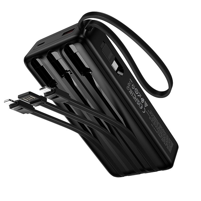 Powerbank 20000 mAh QC PD 2A 22,5W with built-in cables USB A + USB C + Lightning + Micro USB Hoco J156A black