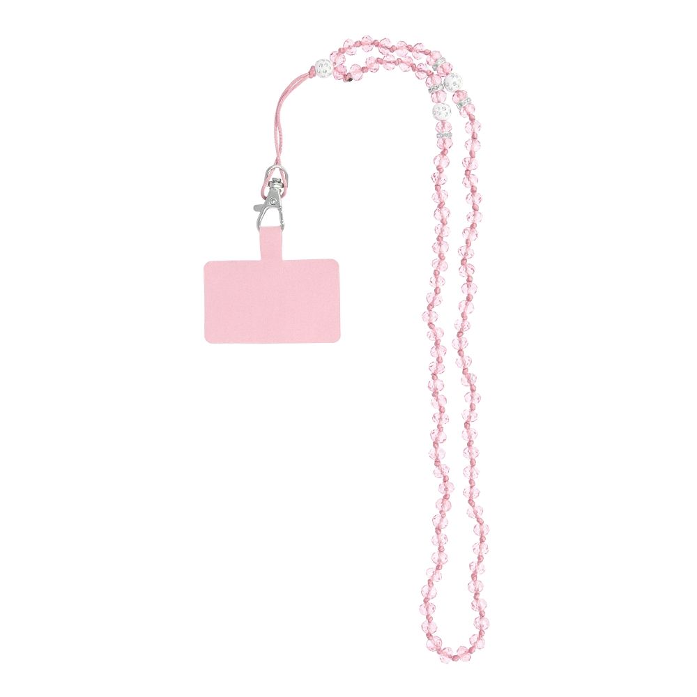 CRYSTAL DIAMOND pendant for the phone / cord length 74cm (37cm in the loop) / on neck - lite pink