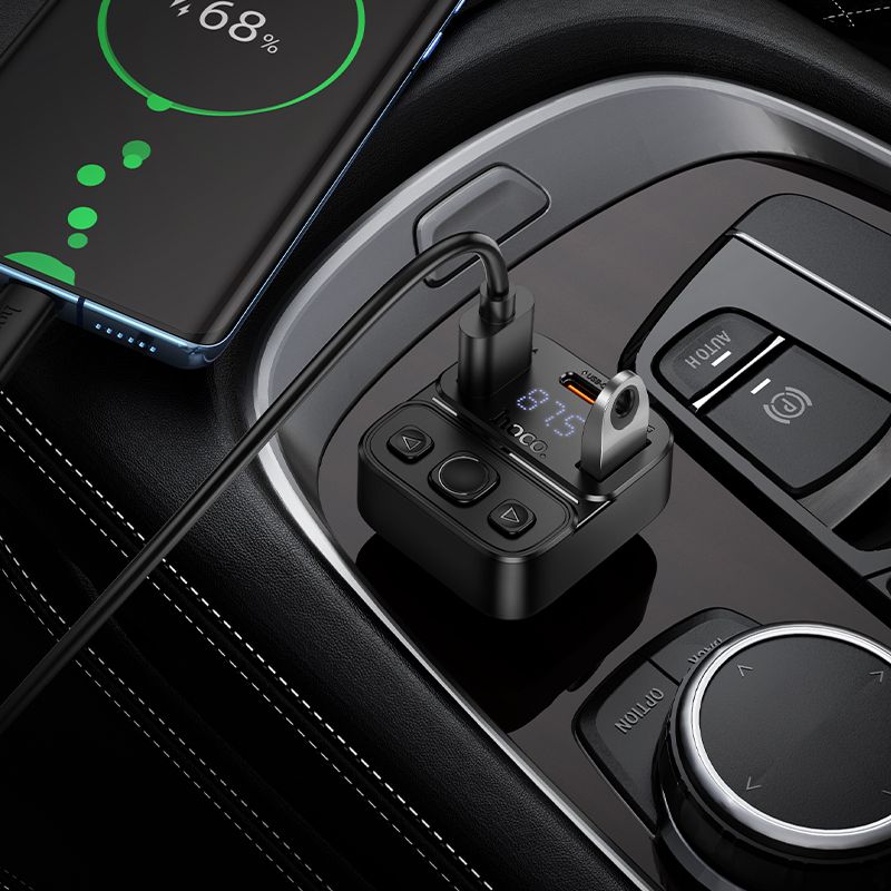 Car transmitter bluetooth Hoco USB A + USB C QC PD 35W E87 black