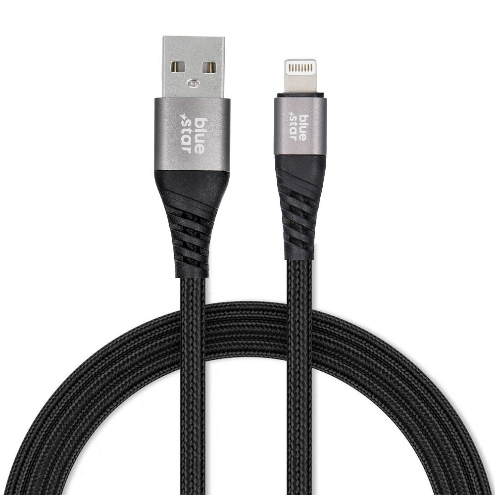 Kabel USB A do Lightning Blue Star 2,4A z oplotem 1,2 m TFK-DC-003 czarny