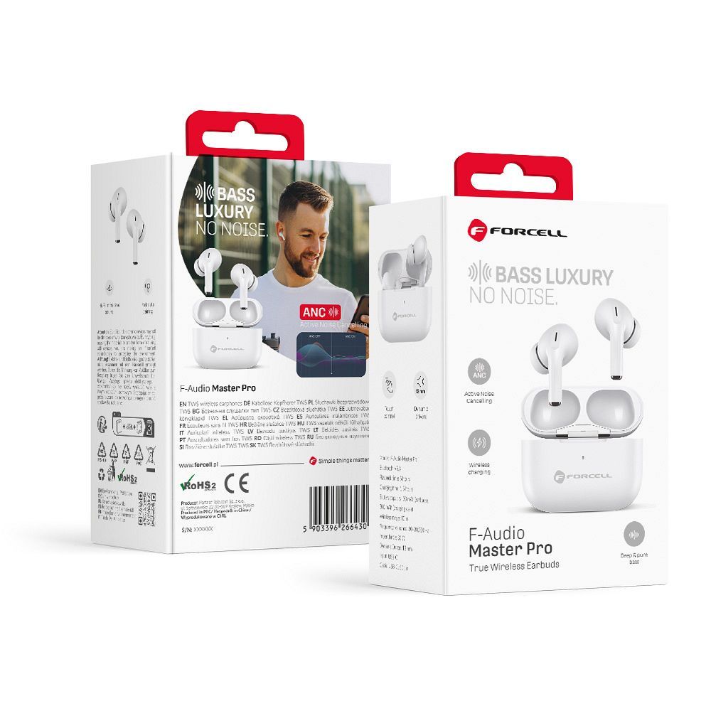FORCELL F-AUDIO wirelles earphones TWS Master PRO white