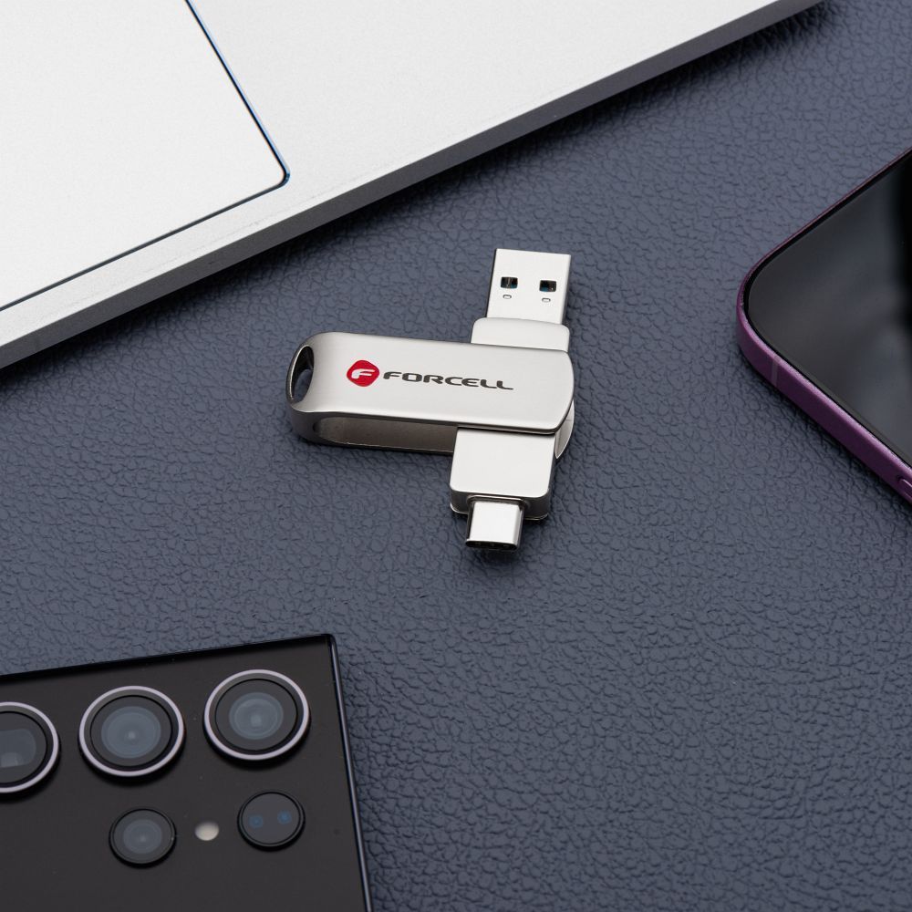 Pendrive 32GB USB 3.2 Gen 1 (USB A / USB C) Forcell F-Data Metal Duo silver