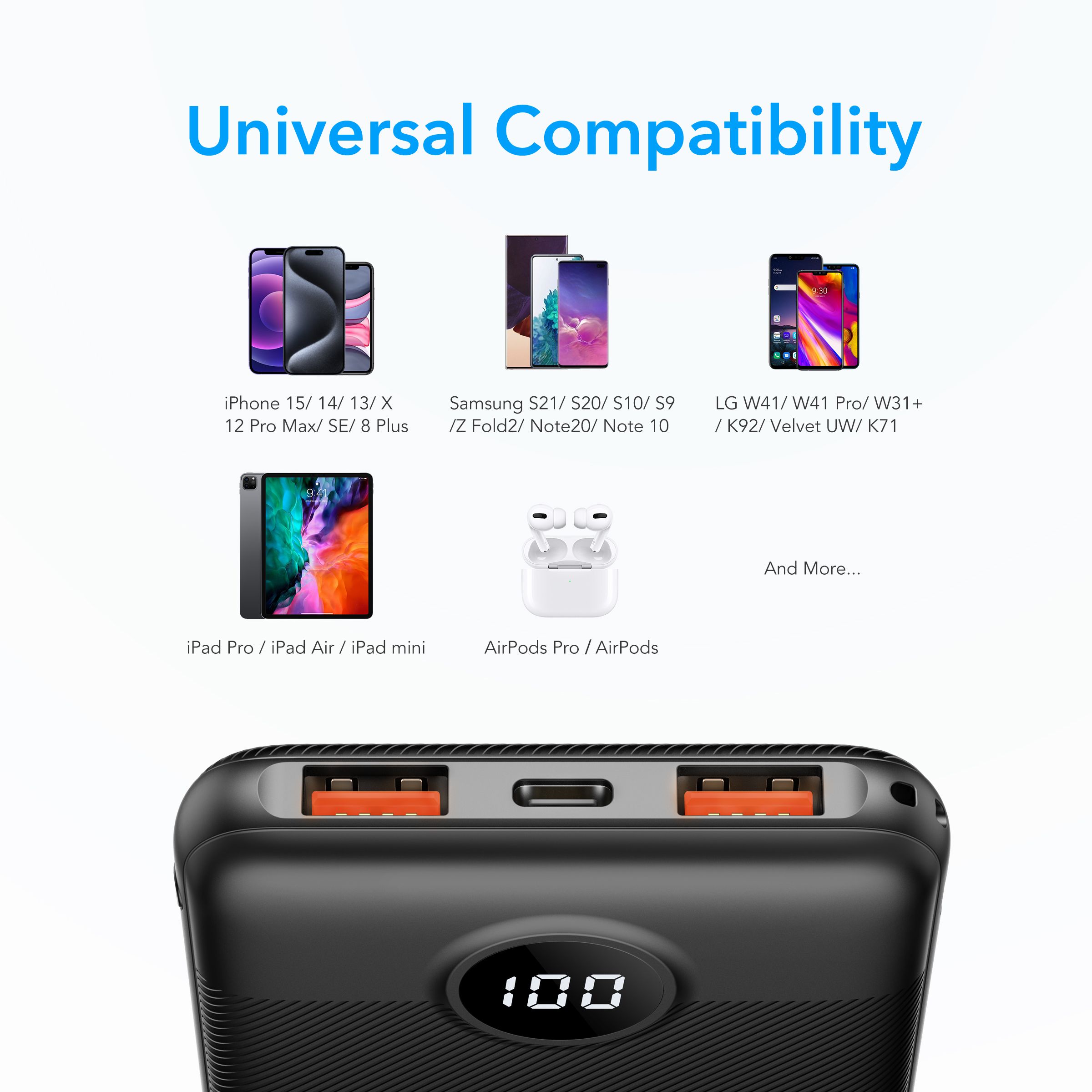 VEGER powerbank 10000 mAh PD QC3.0 2A 20W L10S (W1105PD) czarny