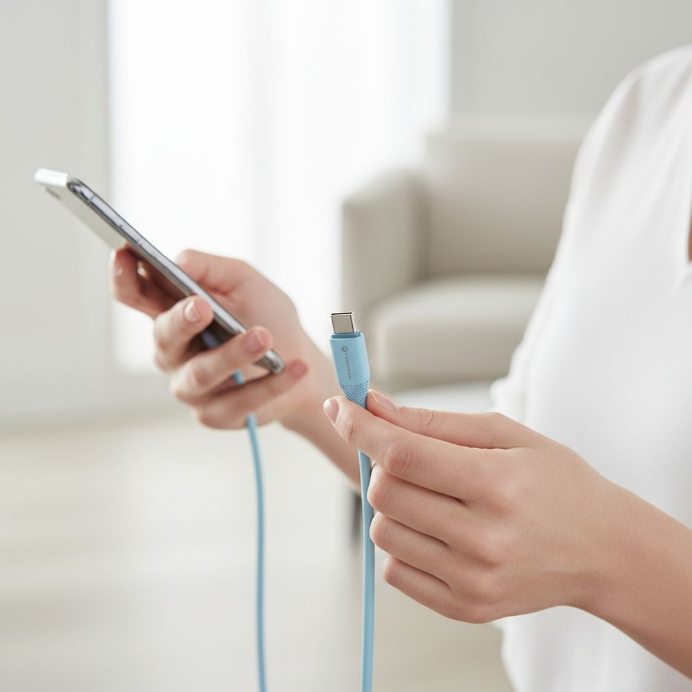 Cable USB A to Micro USB Forcell F-Energy QC3.0 2,4A 18W Silicone 1 m C341 blue