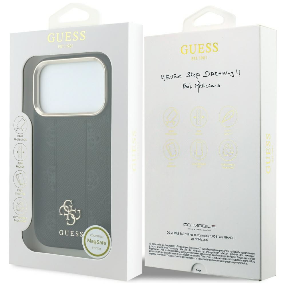 Case for IPHONE 18 Pro Max/17 Pro Max compatible with MagSafe (Stripe Peony 4G Logo) black
