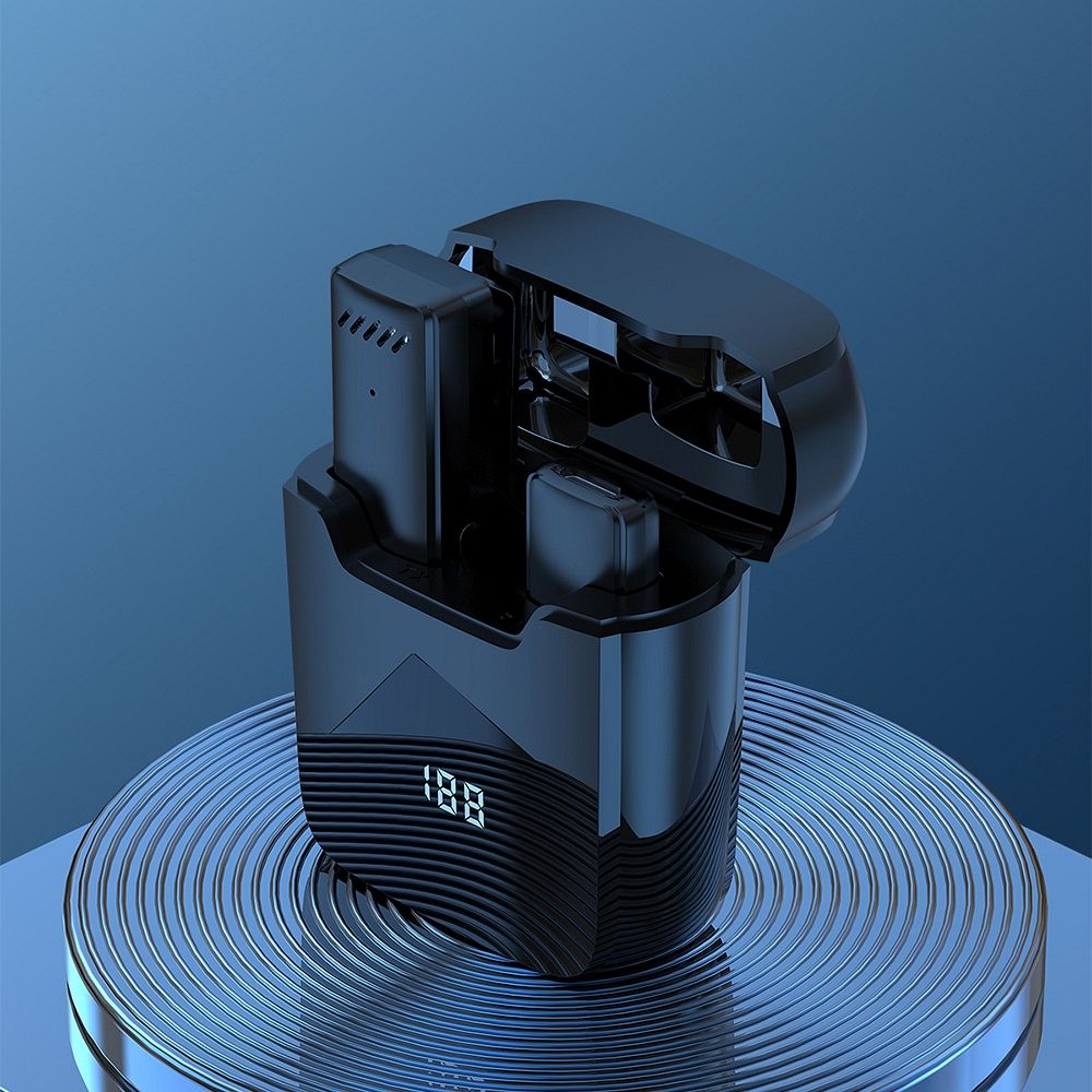 Mikrofon krawatowy bezprzewodowy Typ C z etui ładującym S11 czarny