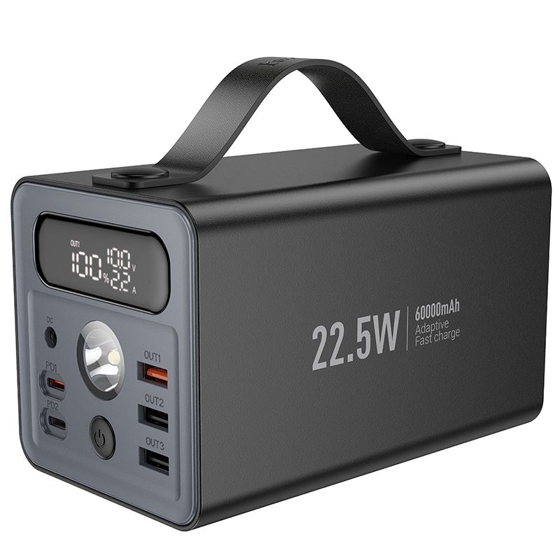 Powerbank Hoco 60000 mAh QC PD 3A 22,5W DC12V with built-in light J138 black