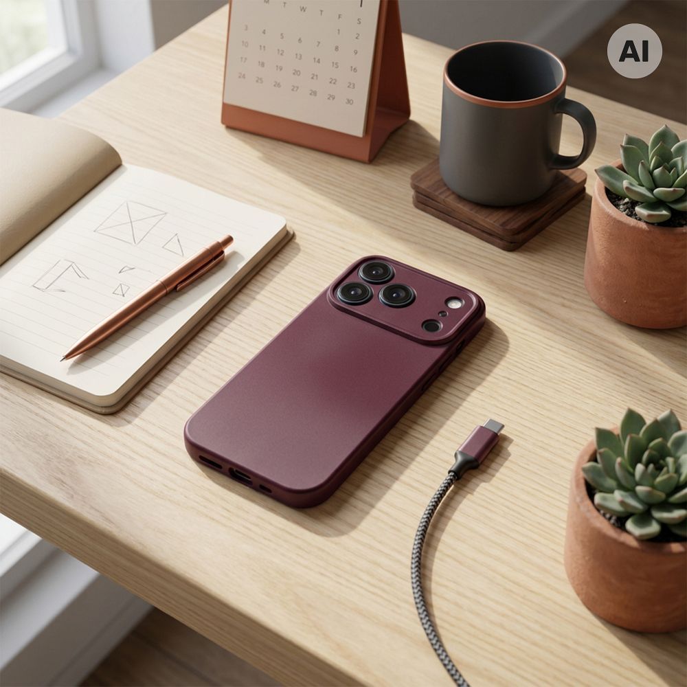 Case for iPhone 18 Pro / 17 Pro Metallic burgundy