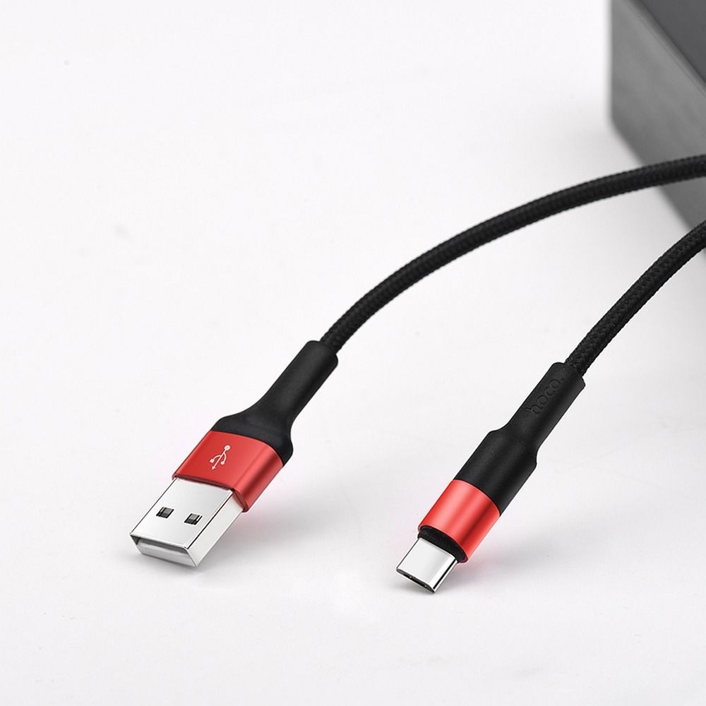 Kabel USB A do USB C Hoco 2A 1 m X26 czarno czerwony
