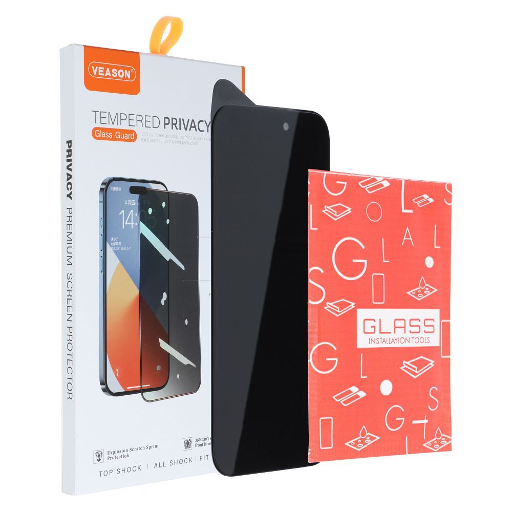Szkło Hartowane 6D Pro Veason Privacy Glass - do Iphone XR / 11 czarny