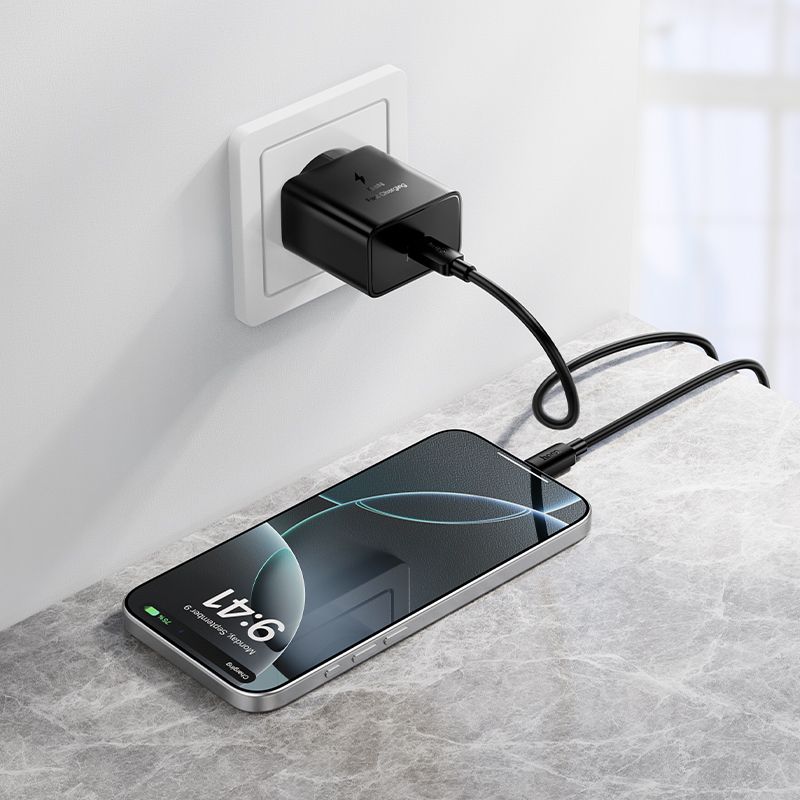 Phone charger Hoco USB C QC PD 45W + cable USB C to USB C N77 black