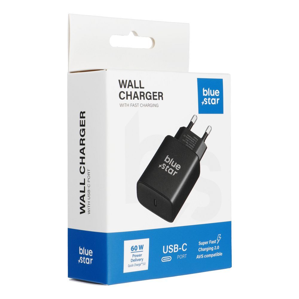 Phone charger Blue Star USB C AVS (iPhone 17Pro/Pro Max) SFC2.0 3A 60W TFB-AVS-60W black