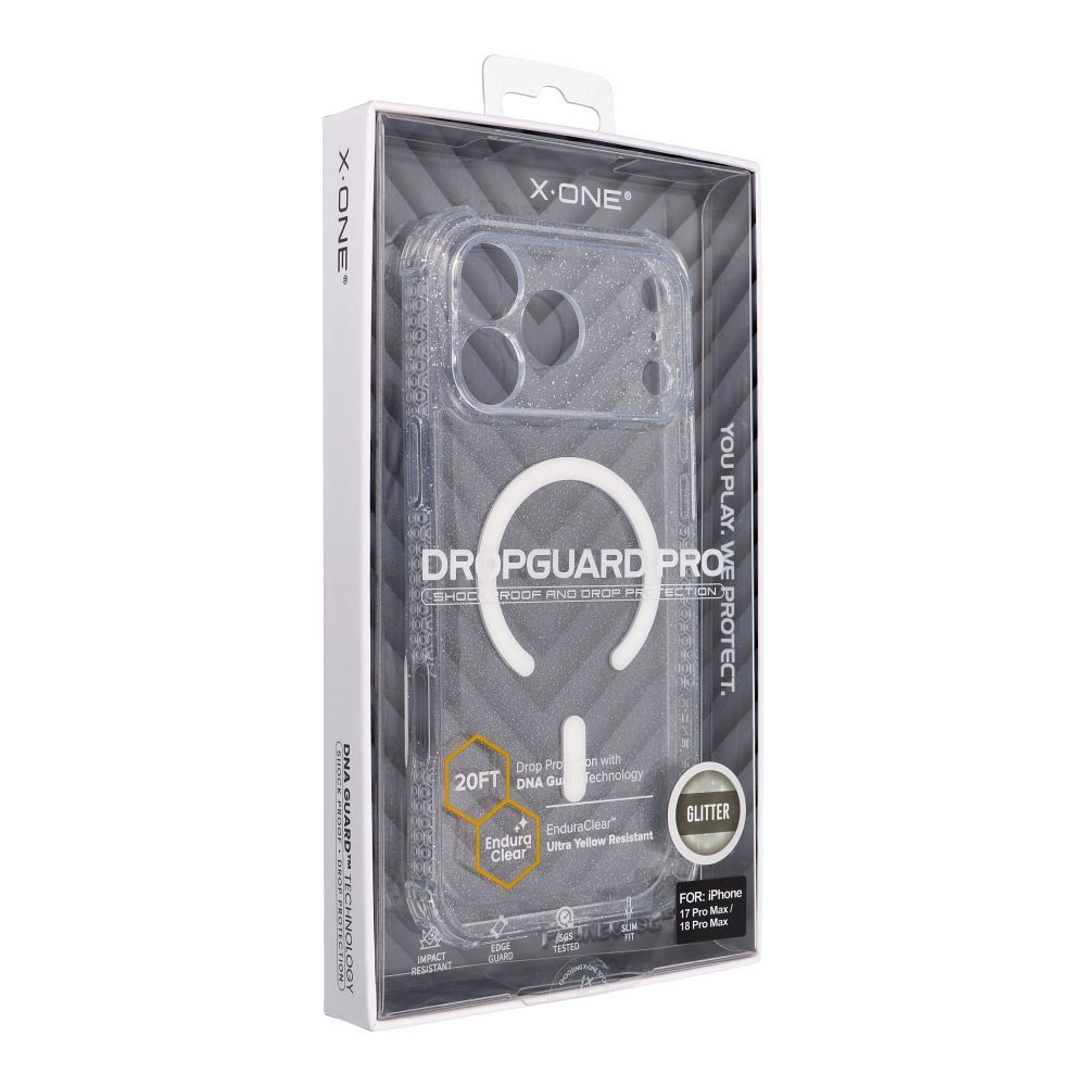 X-ONE Dropguard Pro compatible with MagSafe for iPhone 18 Pro Max / 17 Pro Max glitter white