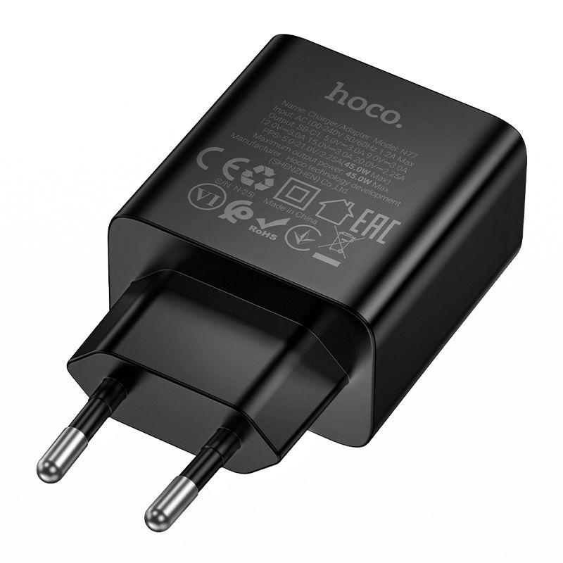Phone charger Hoco USB C QC PD 45W N77 black