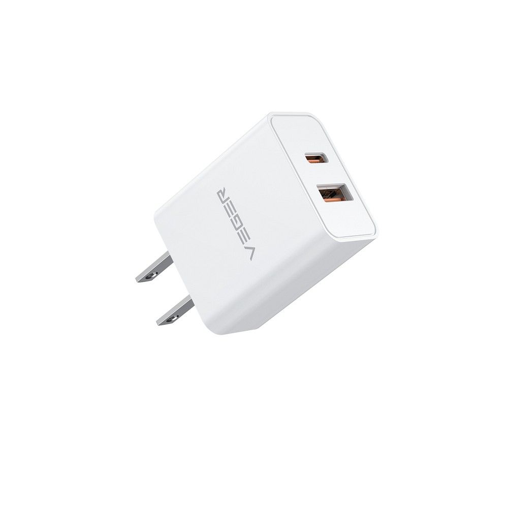 VEGER ładowarka sieciowa USB A + Typ C PD QC3.0 3A 30W VLS302U biała