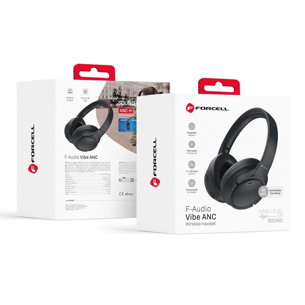 Wireless headphones Forcell F-Audio TWS Vibe ANC + ENC + TUYA APP black