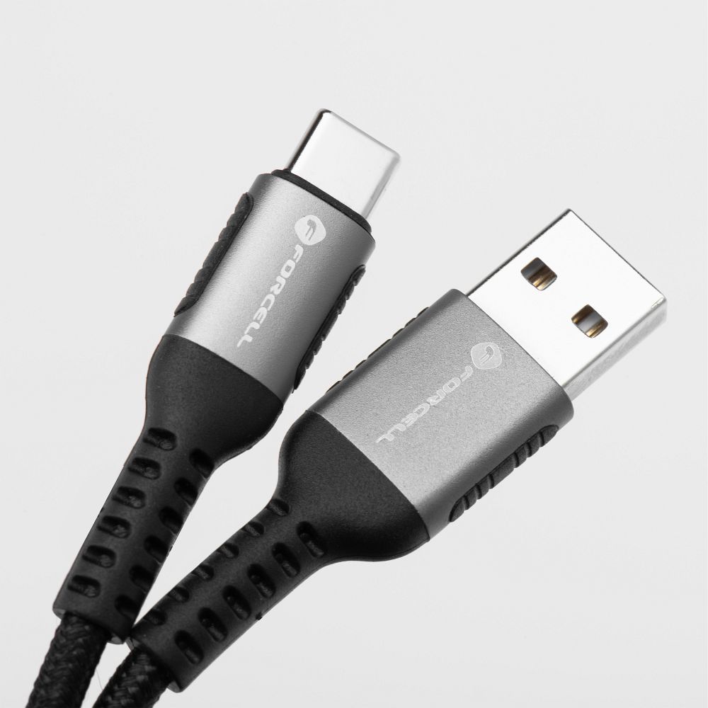Cable USB A to USB C Forcell F-Energy QC4.0 3A 66W Cafule 0,25 m C256 black