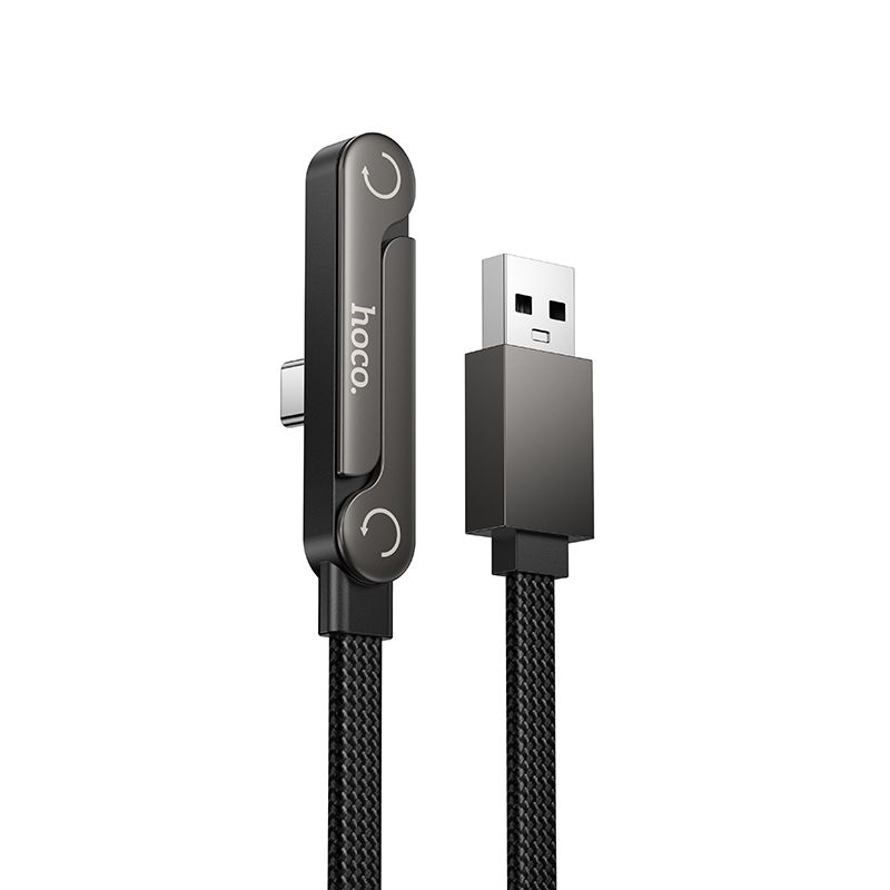 Cable with bracket USB A to USB C 3A Hoco 1,2 m U150 Exquisite black