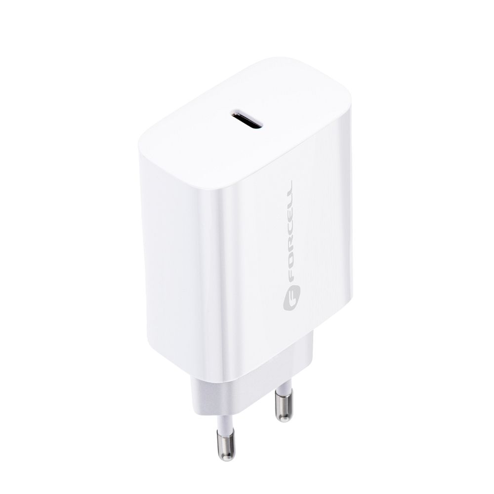 FORCELL F-ENERGY TFK-TC-25WPD utazó töltő, Type-C, PD, QC4.0, 3 A, 25 W, fehér