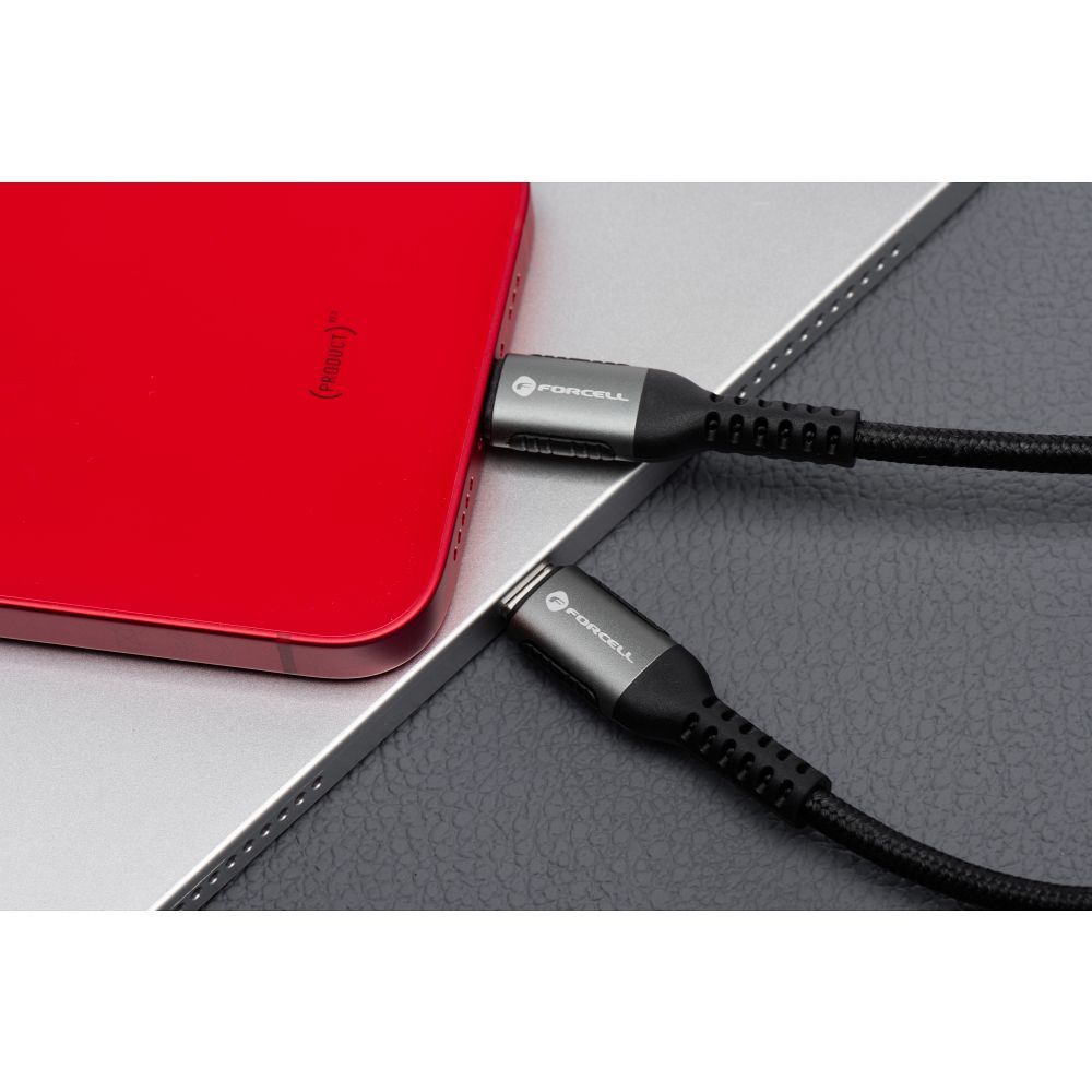 Cable USB C to Lightning Forcell F-Energy PD 3A 27W Cafule 0,25 m C259 black