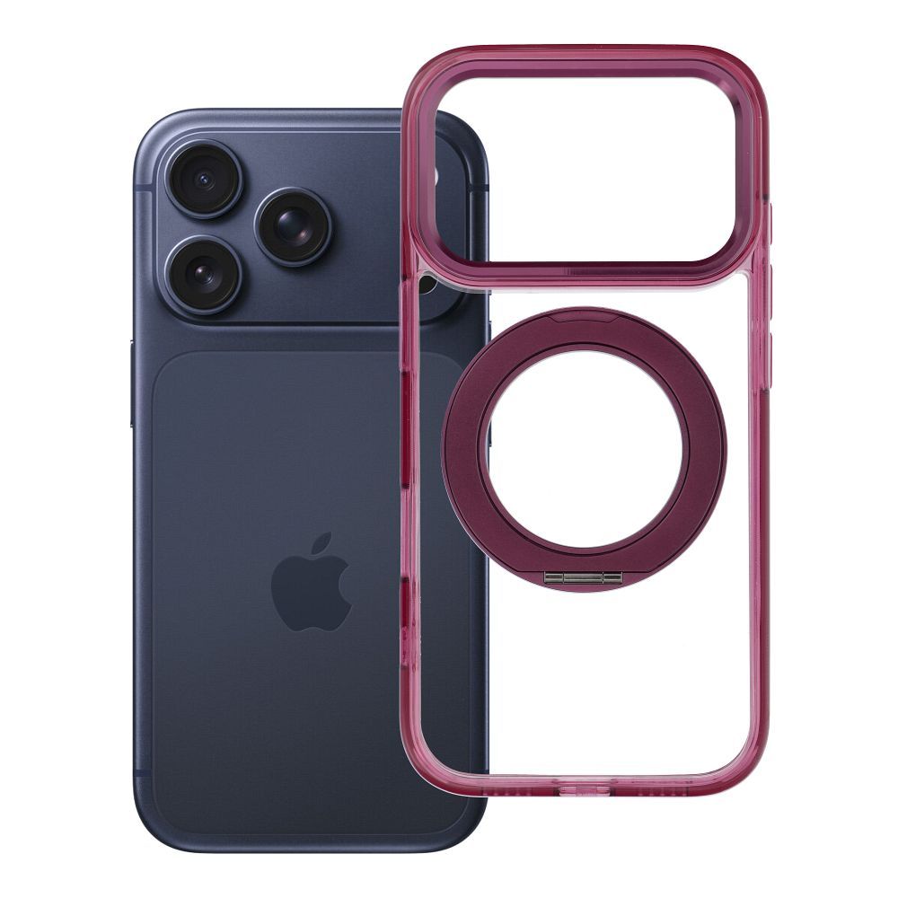 Case for iPhone 18 Pro / 17 Pro Frame Circle Stand compatible with MagSafe burgundy