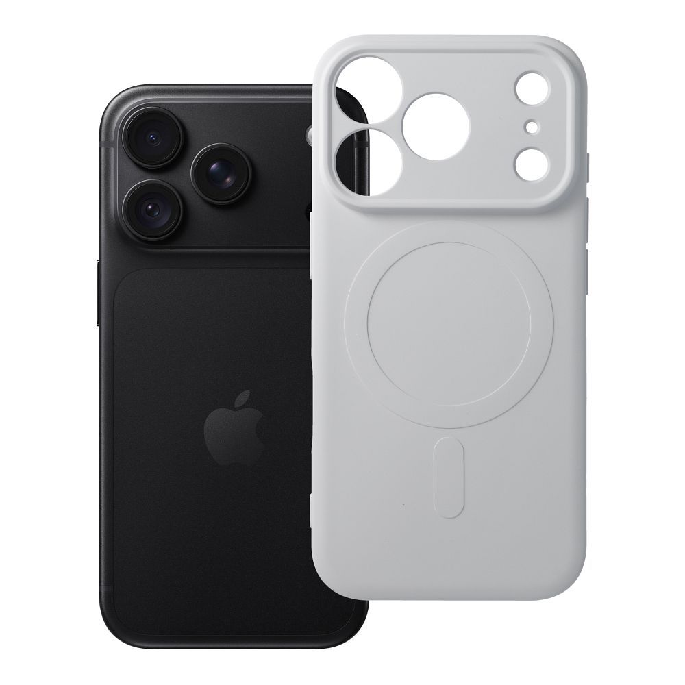 Case for iPhone 18 Pro / 17 Pro Silicone Mag Cover compatible with MagSafe (camera protection) silver