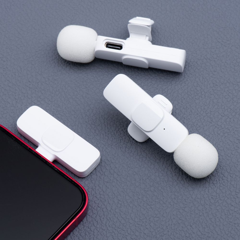 Mikrofon krawatowy bezprzewodowy Lightning podwójny (2 w zestawie) K1 biały