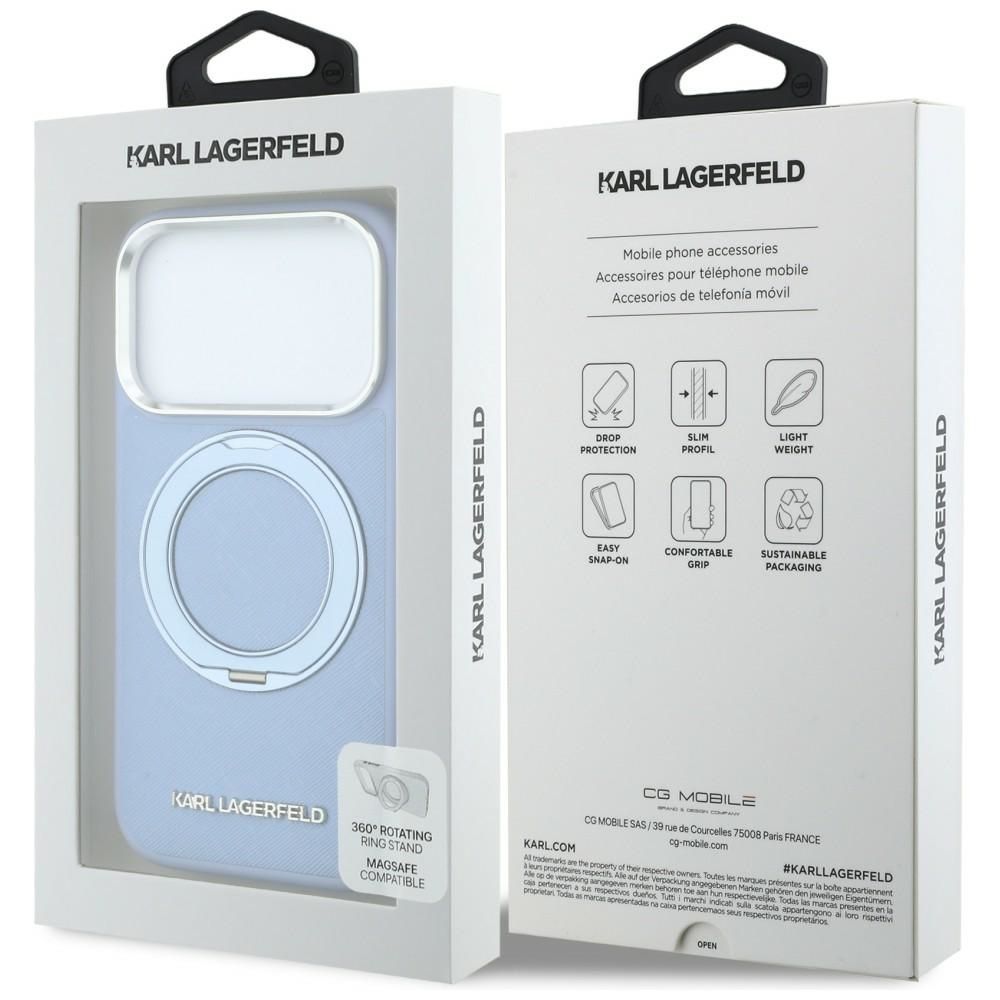 KARL LAGERFELD case for IPHONE 18 Pro Max/17 Pro Max compatible with MagSafe (Saffiano Classic Logo) light blue