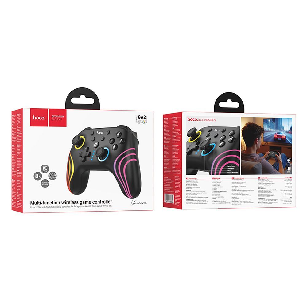 Wireless gamepad Hoco for Nintendo Switch 1 / 2 / PC GA2 black